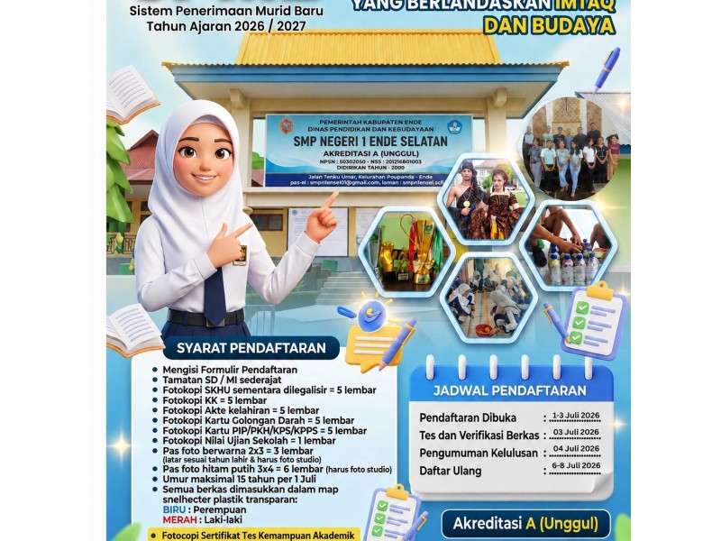 PERTAMA KALI DARING, SPMB SMPN 1 ENDE SELATAN BERJALAN LANCAR TANPA SISA KUOTA